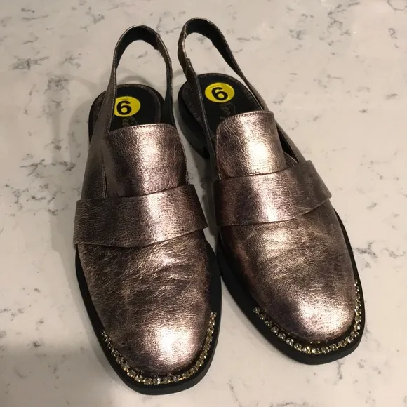FREE PEOPLE Rose Gold Sling Back Flat Loafers Size 9