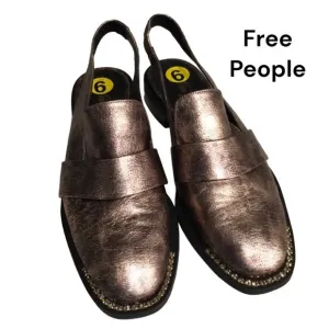 FREE PEOPLE Rose Gold Sling Back Flat Loafers Size 9