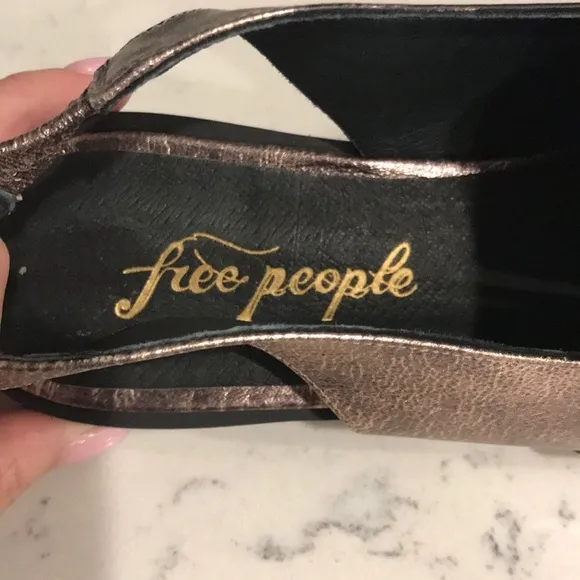 FREE PEOPLE Rose Gold Sling Back Flat Loafers Size 9