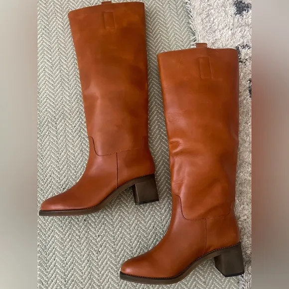 Free people Tabby Knee High Pull On Leather Boots US 12 New