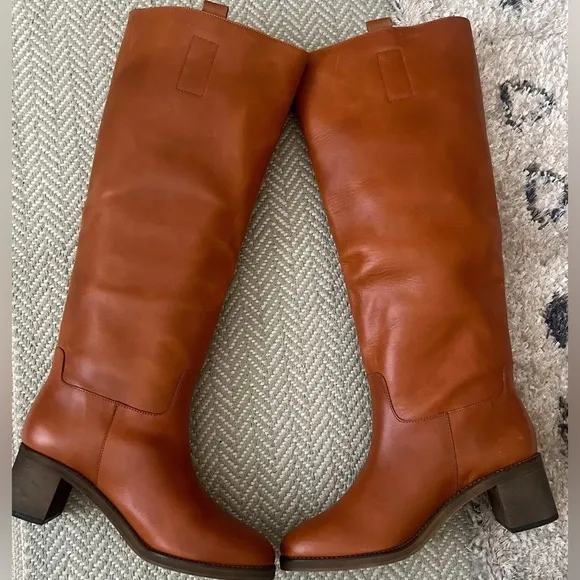 Free people Tabby Knee High Pull On Leather Boots US 12 New
