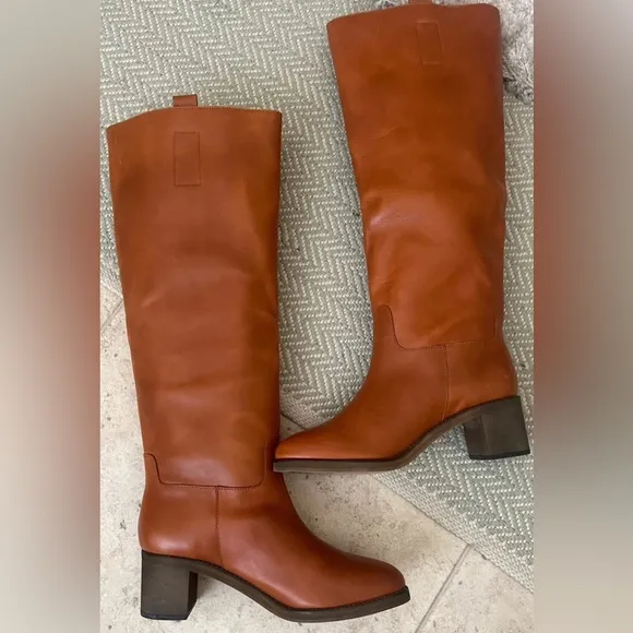 Free people Tabby Knee High Pull On Leather Boots US 12 New