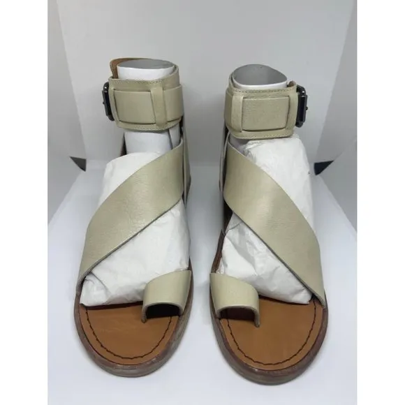 FREE PEOPLE Vale Boot Bohemian Leather Sandals In Bone