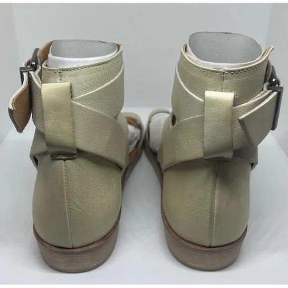 FREE PEOPLE Vale Boot Bohemian Leather Sandals In Bone