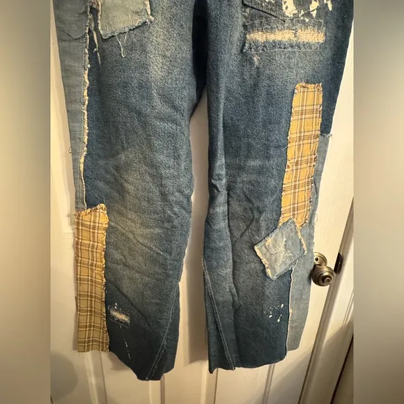 Free People We The Free Gemini Patched Pull-On Jeans NWT Size 31