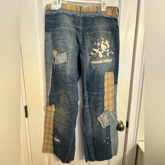Free People We The Free Gemini Patched Pull-On Jeans NWT Size 31