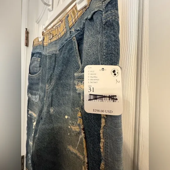 Free People We The Free Gemini Patched Pull-On Jeans NWT Size 31