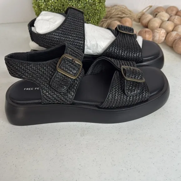 Free People Women's Mandi Weave Sandal Black Sz 9.5