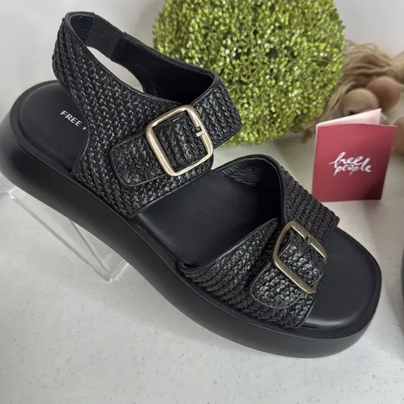 Free People Women's Mandi Weave Sandal Black Sz 9.5