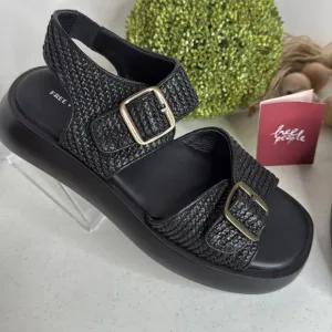 Free People Women's Mandi Weave Sandal Black Sz 9.5