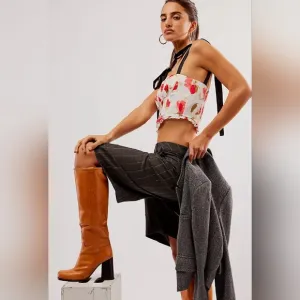 Free People Women's Naomi Tall Heel Boots in Tuscan Tan Sz 9.5 &amp; 10