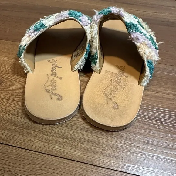 Free People Womens Yuma Woven Mules Wisteria Combo Purple Blue Size 37.5 Boho