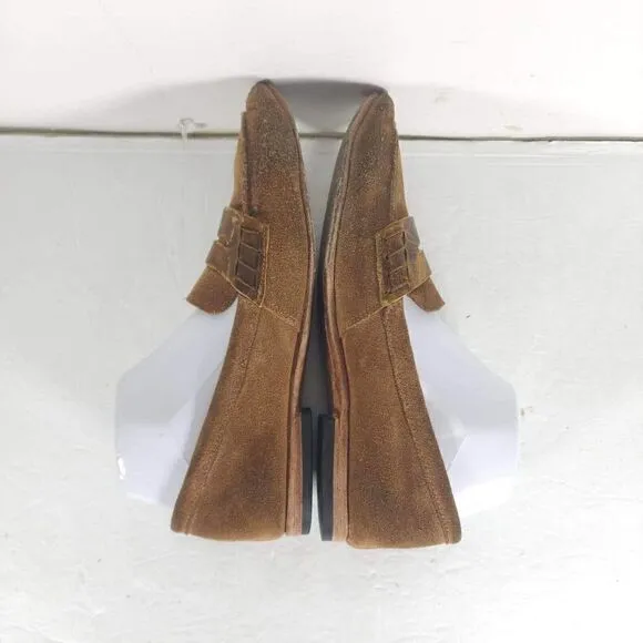 Freebird By Steven Women's NATIV US 8 Brown Leather Distressed Slip On Flats