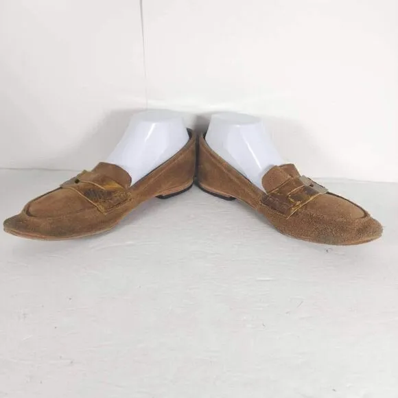 Freebird By Steven Women's NATIV US 8 Brown Leather Distressed Slip On Flats