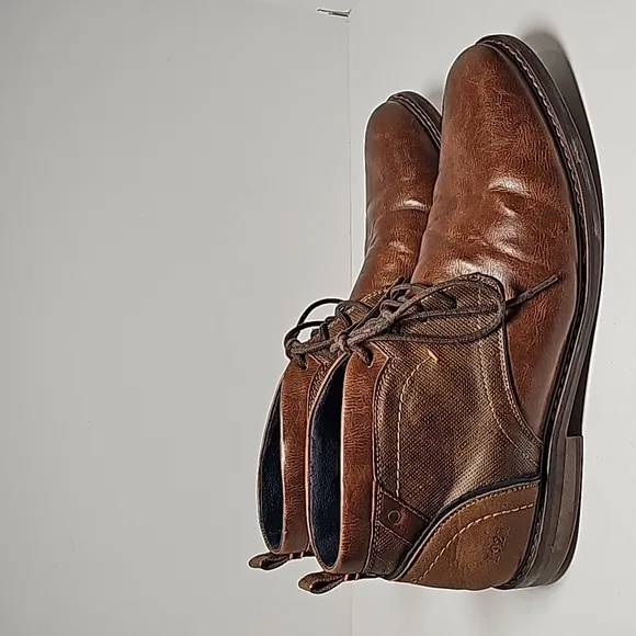 Freeman Brent Chukka Boots Shoes Faux Leather Brown Brown Lace-up Pull-On 12