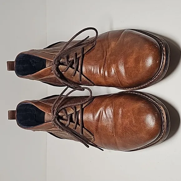 Freeman Brent Chukka Boots Shoes Faux Leather Brown Brown Lace-up Pull-On 12