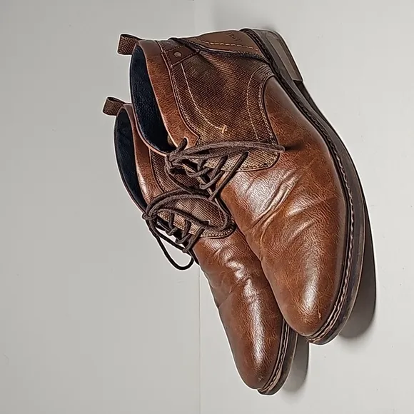 Freeman Brent Chukka Boots Shoes Faux Leather Brown Brown Lace-up Pull-On 12