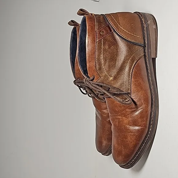 Freeman Brent Chukka Boots Shoes Faux Leather Brown Brown Lace-up Pull-On 12