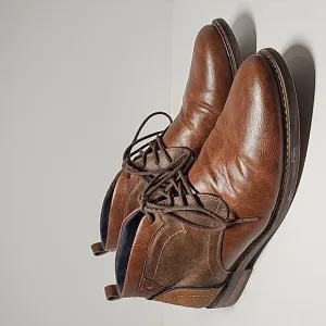 Freeman Brent Chukka Boots Shoes Faux Leather Brown Brown Lace-up Pull-On 12