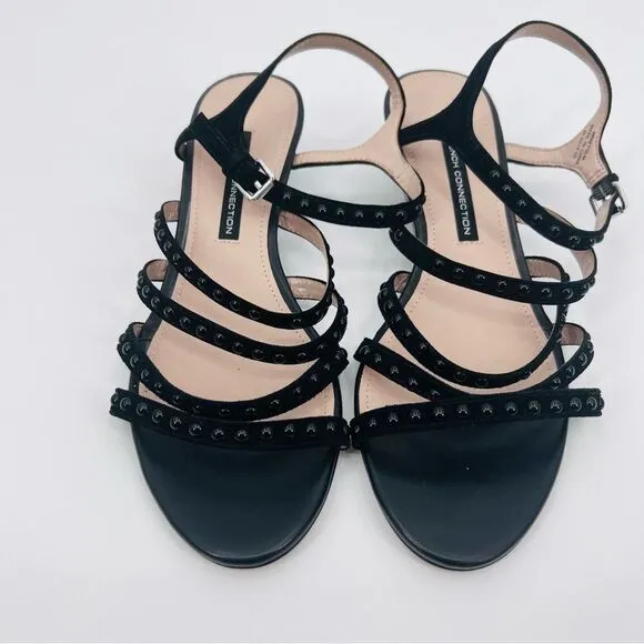 French Connection Sandals Black Leather Suede Size 9 NWT