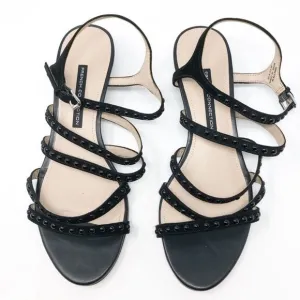 French Connection Sandals Black Leather Suede Size 9 NWT