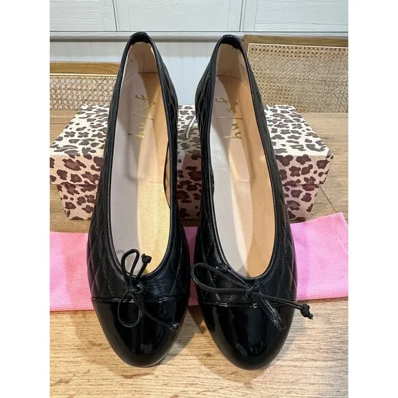 French Sole/New York Tamara 2 Flats Black Napa Patent Size 10 NIB Leather Upper