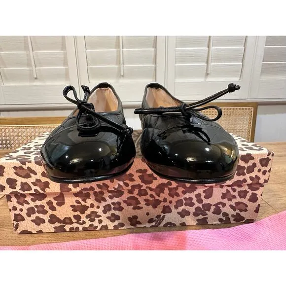 French Sole/New York Tamara 2 Flats Black Napa Patent Size 10 NIB Leather Upper