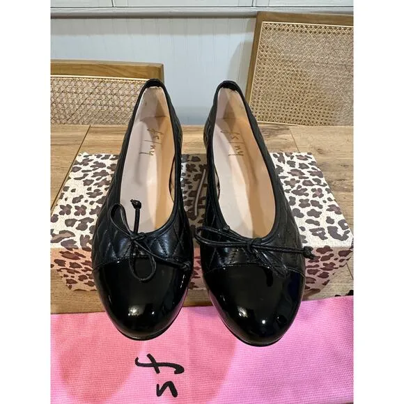 French Sole/New York Tamara 2 Flats Black Napa Patent Size 10 NIB Leather Upper