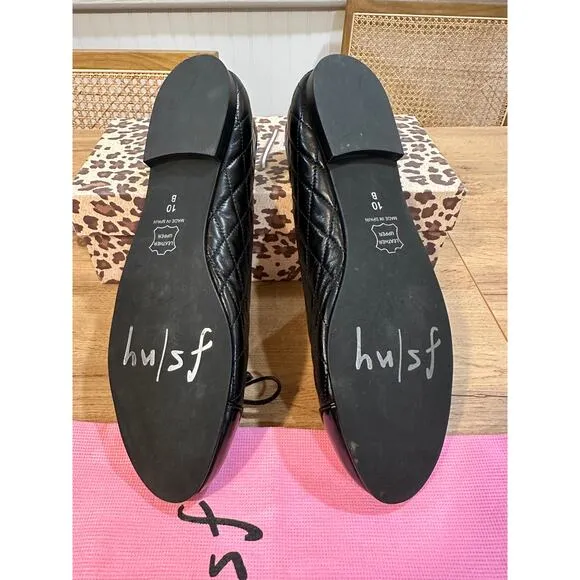 French Sole/New York Tamara 2 Flats Black Napa Patent Size 10 NIB Leather Upper
