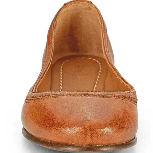 Frye $158 Carson Ballet Leather Slip-On Flats Cognac Sz 9.5 NIB!