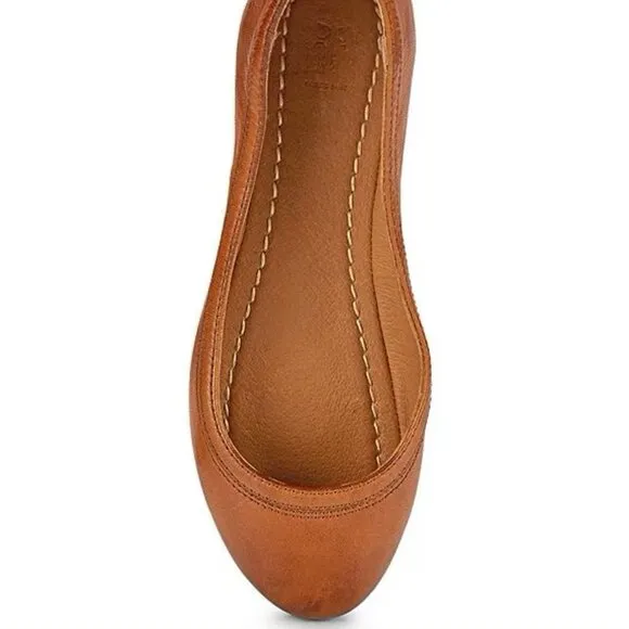 Frye $158 Carson Ballet Leather Slip-On Flats Cognac Sz 9.5 NIB!