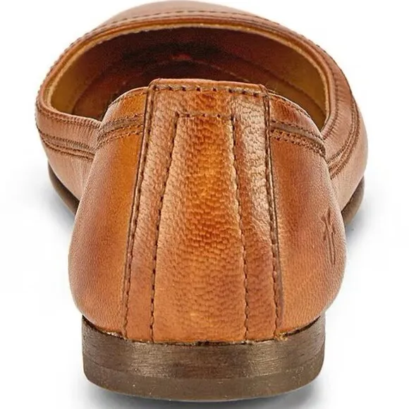 Frye $158 Carson Ballet Leather Slip-On Flats Cognac Sz 9.5 NIB!