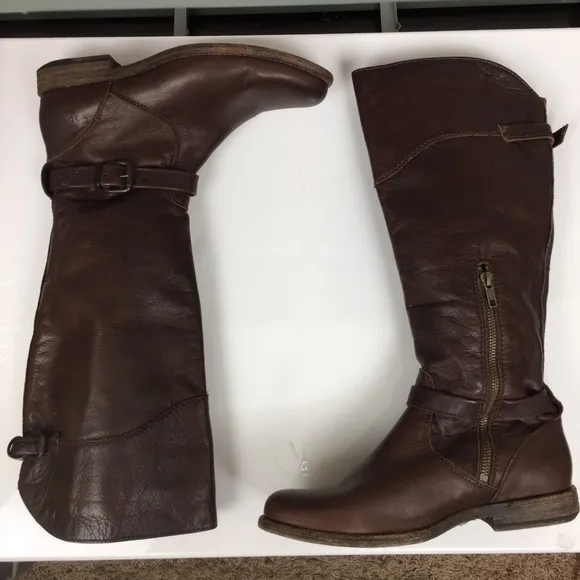 Frye 76844 Phillip Riding Knee High Boots Brown Leather Pull On Women's Size 9.5