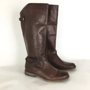 Frye 76844 Phillip Riding Knee High Boots Brown Leather Pull On Women's Size 9.5