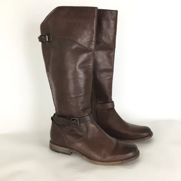 Frye 76844 Phillip Riding Knee High Boots Brown Leather Pull On Women's Size 9.5
