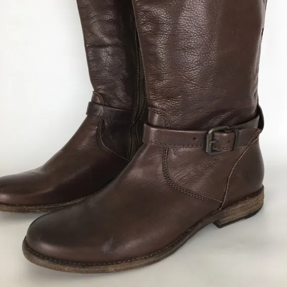 Frye 76844 Phillip Riding Knee High Boots Brown Leather Pull On Women's Size 9.5
