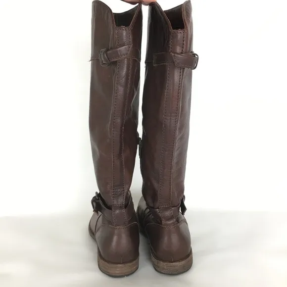 Frye 76844 Phillip Riding Knee High Boots Brown Leather Pull On Women's Size 9.5