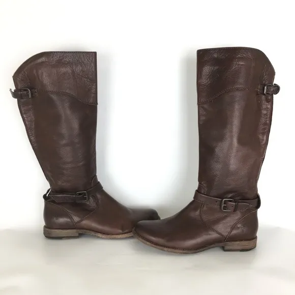 Frye 76844 Phillip Riding Knee High Boots Brown Leather Pull On Women's Size 9.5