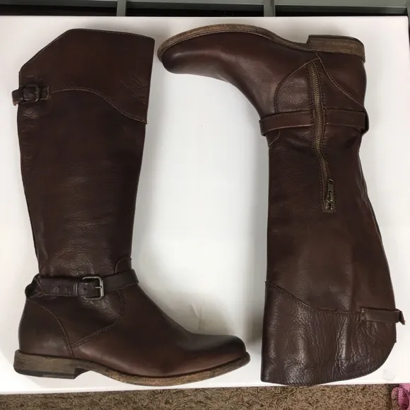 Frye 76844 Phillip Riding Knee High Boots Brown Leather Pull On Women's Size 9.5