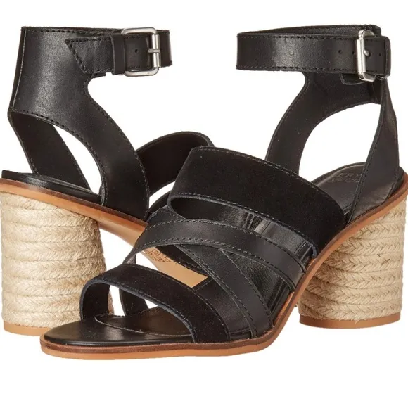 Frye &amp; CO. Ankle Strap Leiah Heeled Sandals in Black