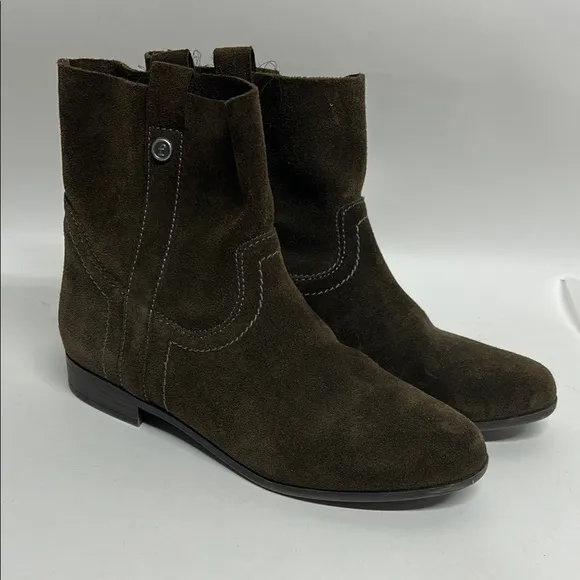 Frye &amp; Co Size Womens 8 Boots Sarah Shortie green Suede Ankle Western Pull On