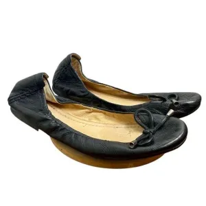 FRYE Ballet Flats Women’s Black CARSON Collapsible Bow Slip On Leather Size 10