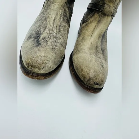 Frye Boots Lindsay Plate Knee High Tall Pull-On Gray Women's Size 8.5 Distressed