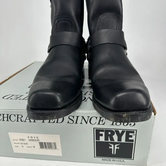 Frye Boots Mens 13 Black Leather Harness 8R Style 87400 Pull On w/ Box *READ*