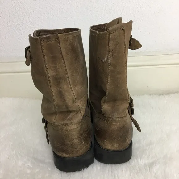 Frye Boy Leather Brown Engineer Pull On Boots 3