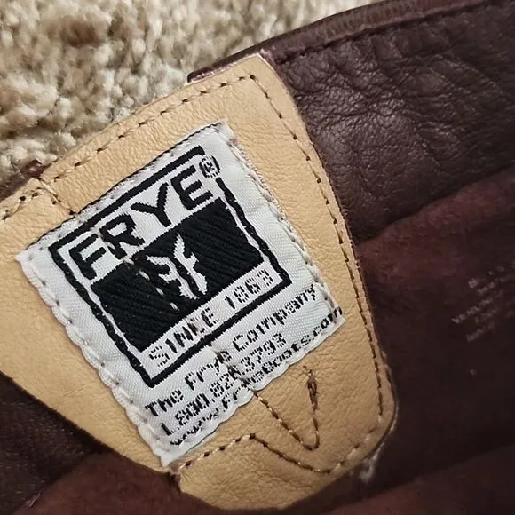Frye boys 3 pull on leather buckle boots shoes mid calf closed toe heeled brown