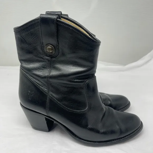 Frye Jackie Button Pull On Short Boots Black 8B