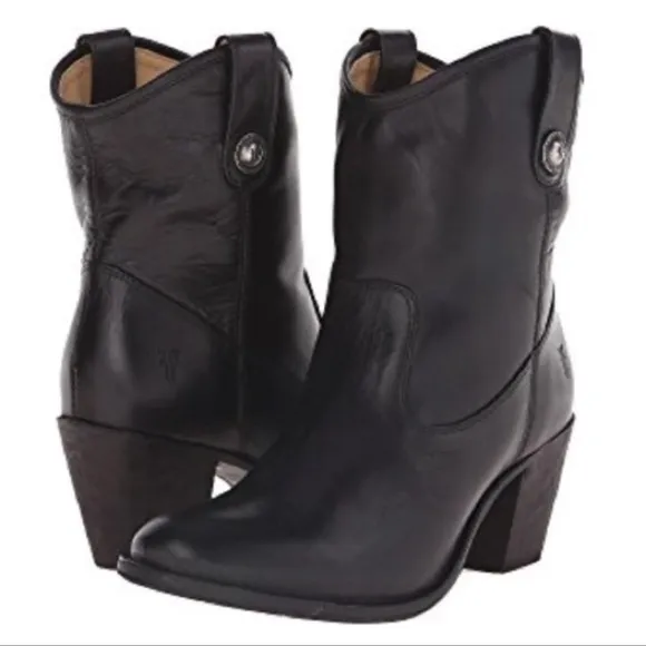 Frye Jackie Button Pull On Short Boots Black 8B