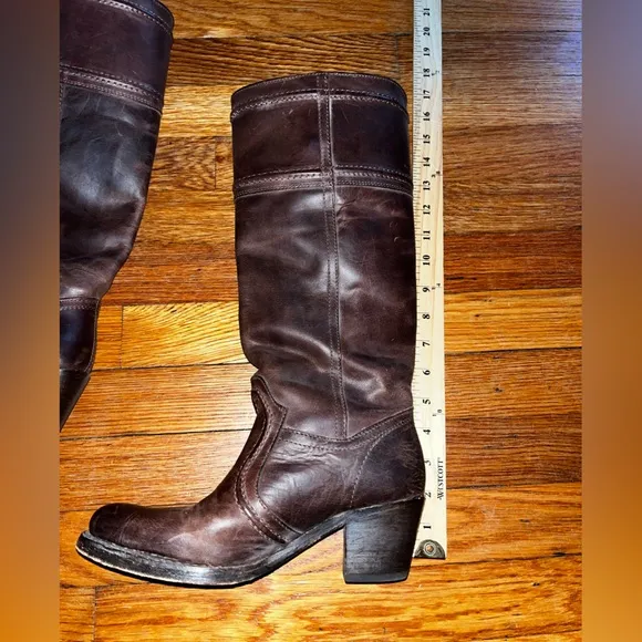 Frye Jane tall pull on cowboy boots size 6 1/2 brown western festival country