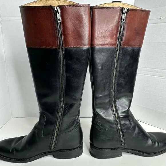 Frye Jayden Brown and Black Leather Button Two Tone Riding Boots size 7